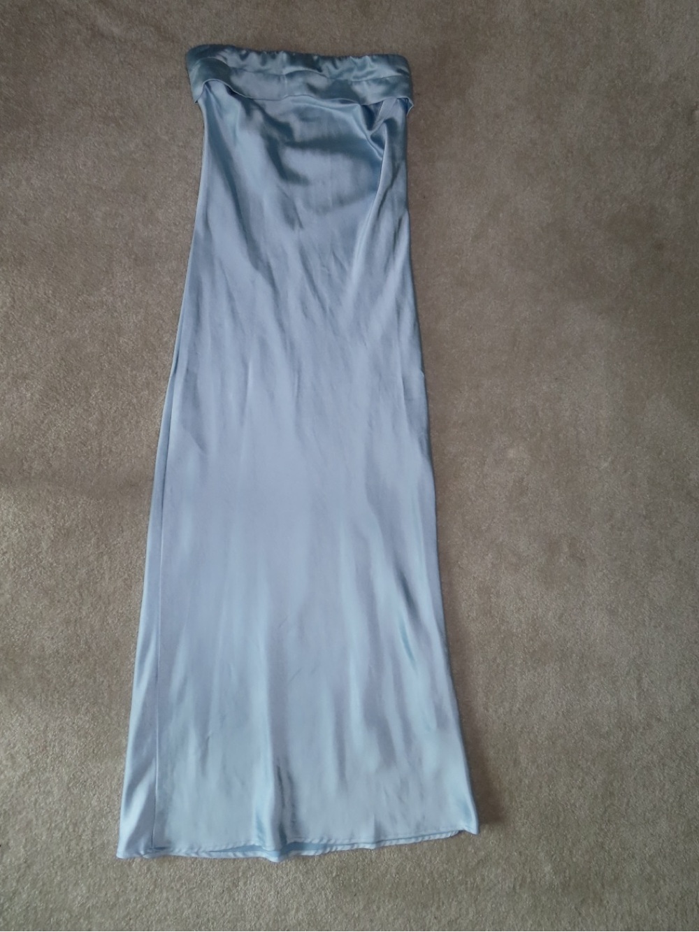 Amazon Light Blue Strapless Satin Slip Gown